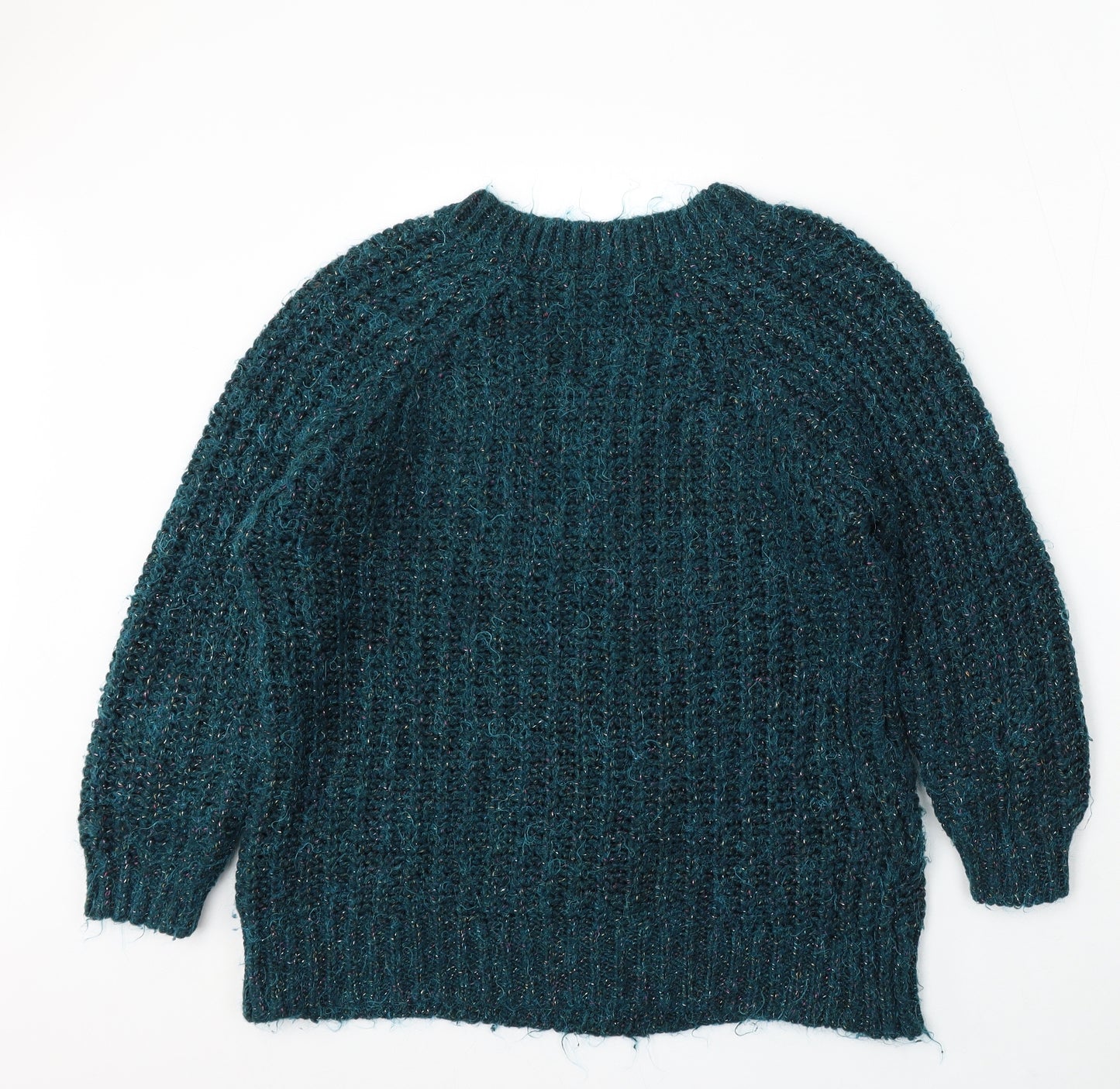 Falmer Womens Green V-Neck Acrylic Pullover Jumper Size M