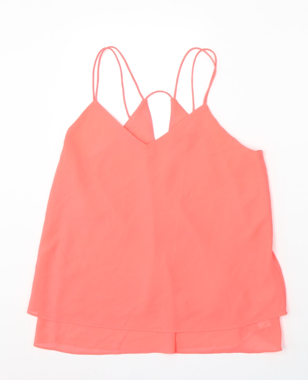 New Look Womens Pink Polyester Camisole Blouse Size 12 V-Neck