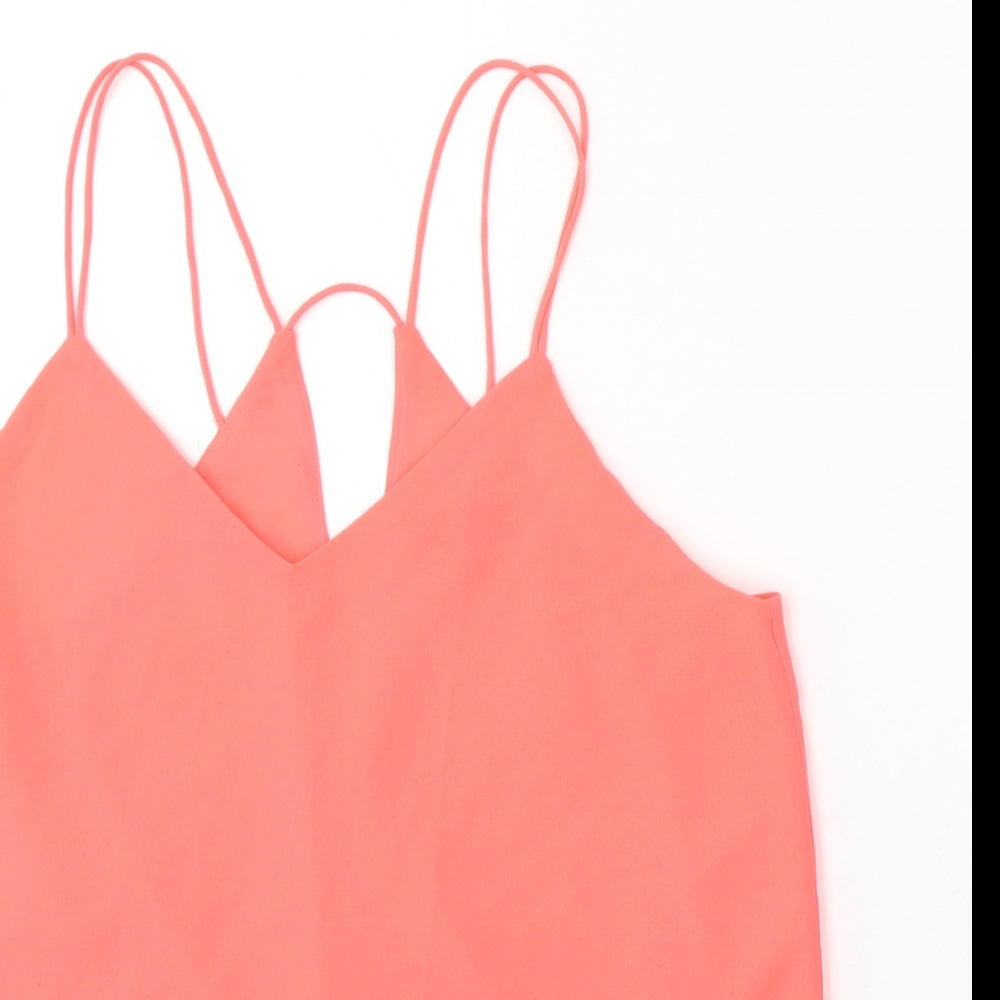 New Look Womens Pink Polyester Camisole Blouse Size 12 V-Neck