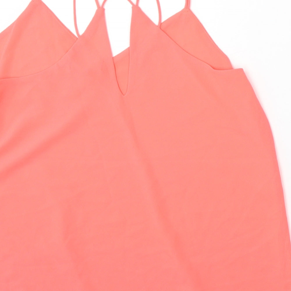 New Look Womens Pink Polyester Camisole Blouse Size 12 V-Neck