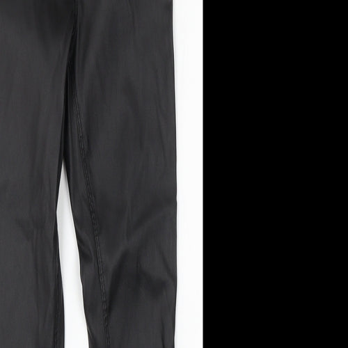 Denim & Co. Womens Black Polyurethane Skinny Jeans Size 8 L29 in Regular Button