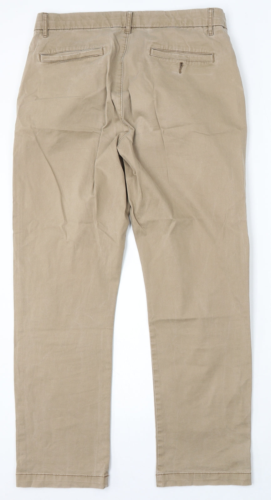 Dunnes Stores Mens Beige Cotton Straight Jeans Size 34 L30 in Regular Button