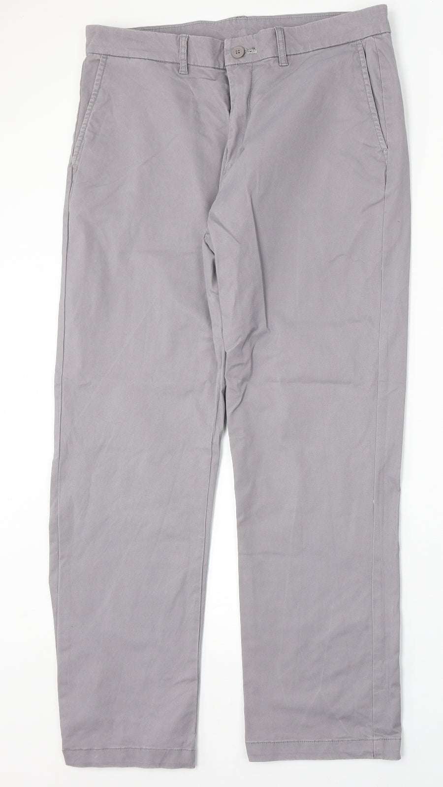 Dunnes Stores Mens Grey Cotton Straight Jeans Size 34 L30 in Regular Button