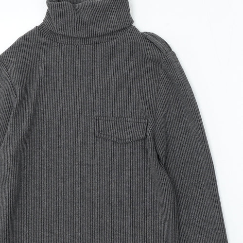 RIbbon Clasp Womens Grey Roll Neck Polyester Pullover Jumper Size S