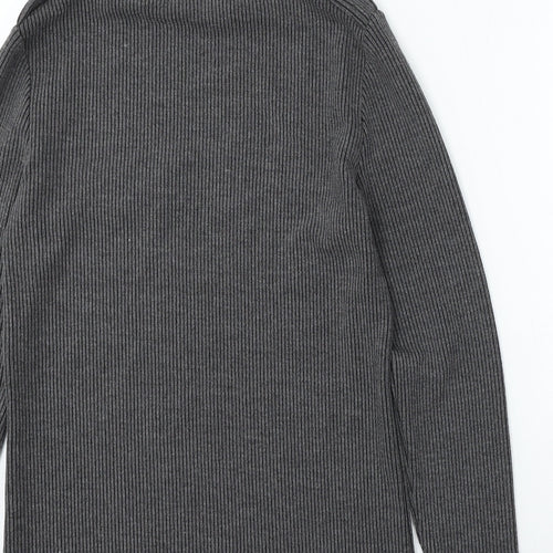 RIbbon Clasp Womens Grey Roll Neck Polyester Pullover Jumper Size S