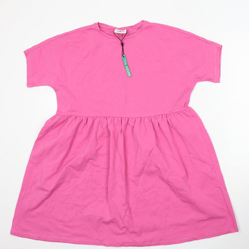 Noisy may Womens Pink Cotton Skater Dress Size 2XS Round Neck