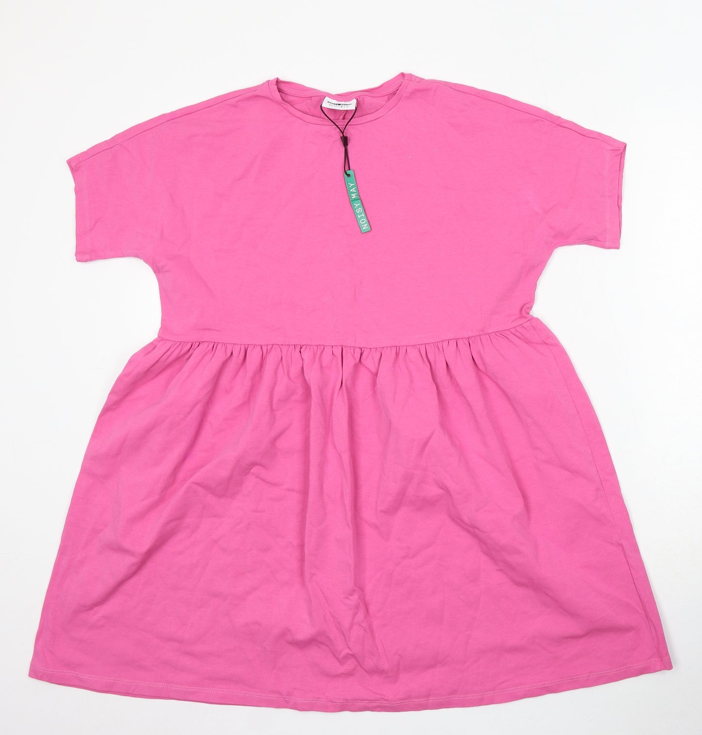Noisy may Womens Pink Cotton Skater Dress Size 2XS Round Neck
