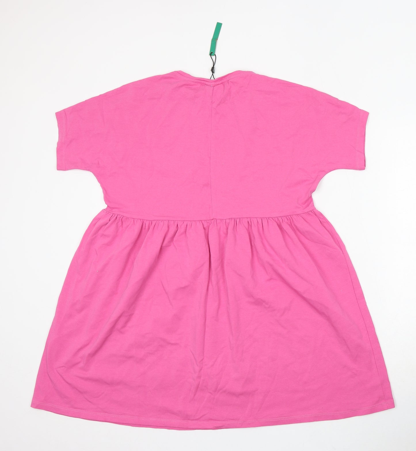 Noisy may Womens Pink Cotton Skater Dress Size 2XS Round Neck