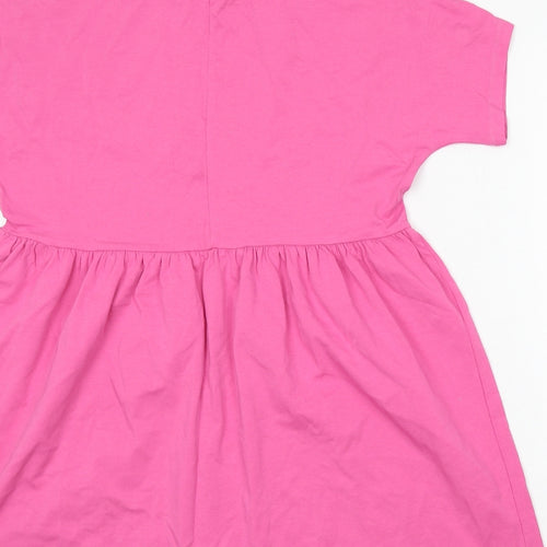 Noisy may Womens Pink Cotton Skater Dress Size 2XS Round Neck