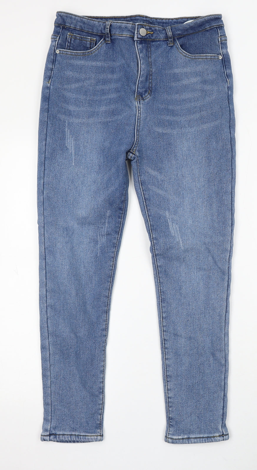 Preworn Womens Blue Polyester Skinny Jeans Size 30 L26 in Regular Button - Fleece Lined