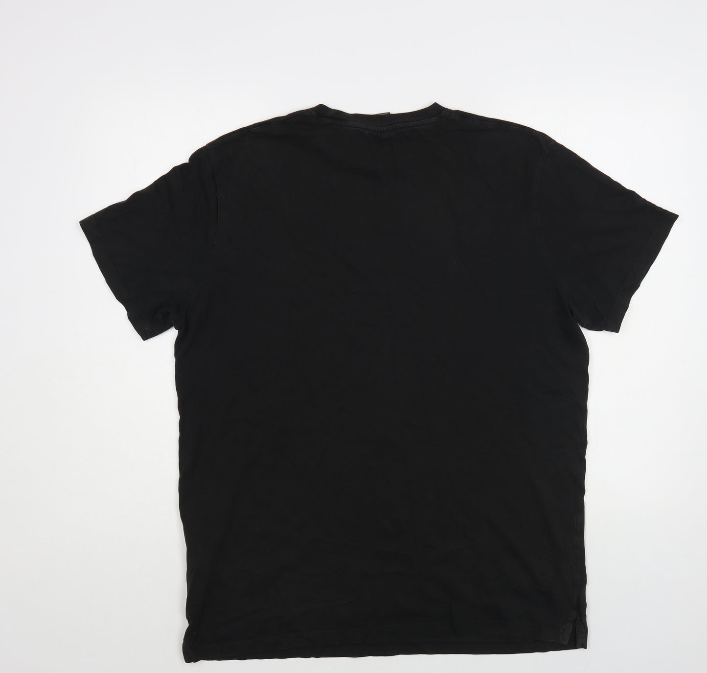 JACK & JONES Mens Black Cotton T-Shirt Size XL Crew Neck
