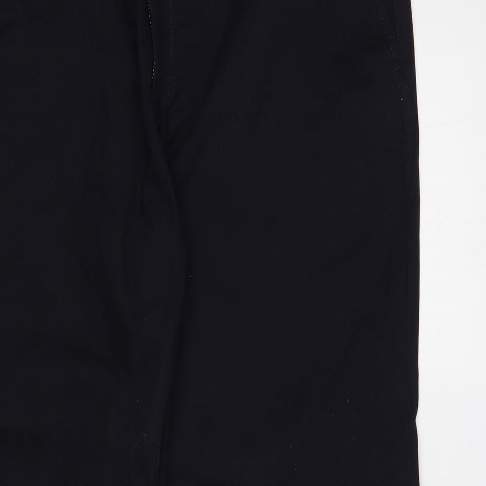 Marks and Spencer Mens Black Cotton Chino Trousers Size 36 in L31 in Regular Button