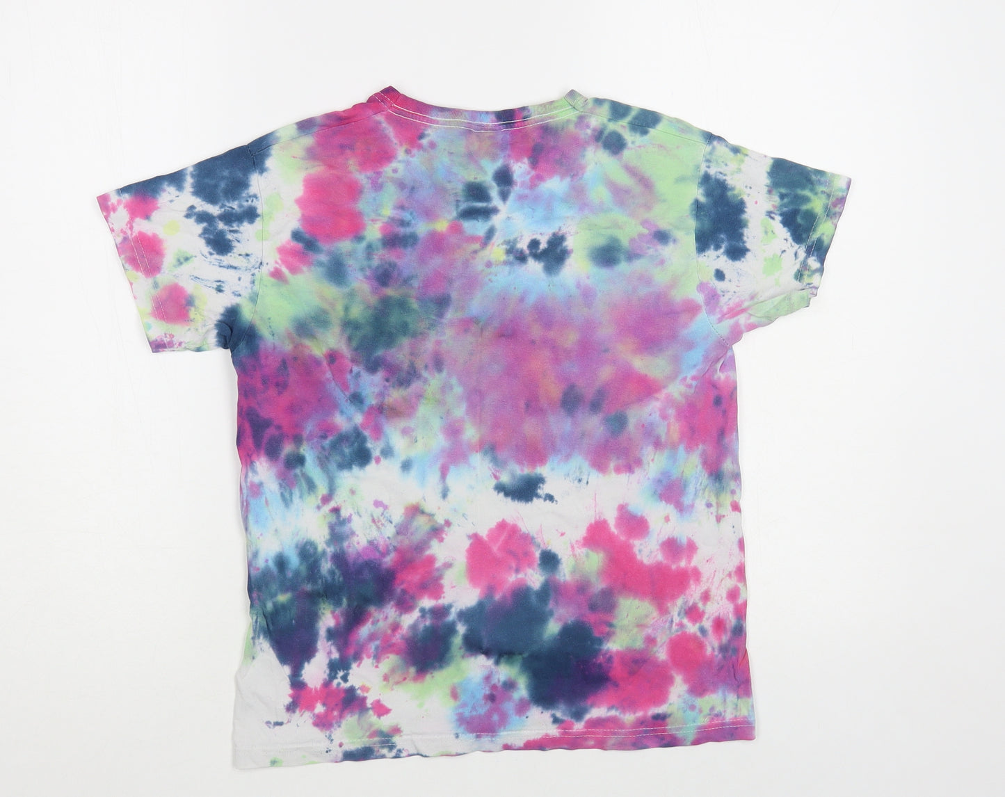 Fruit of the Loom Boys Multicoloured Geometric Cotton Pullover T-Shirt Size 9-10 Years Crew Neck Pullover - Tie-Dye
