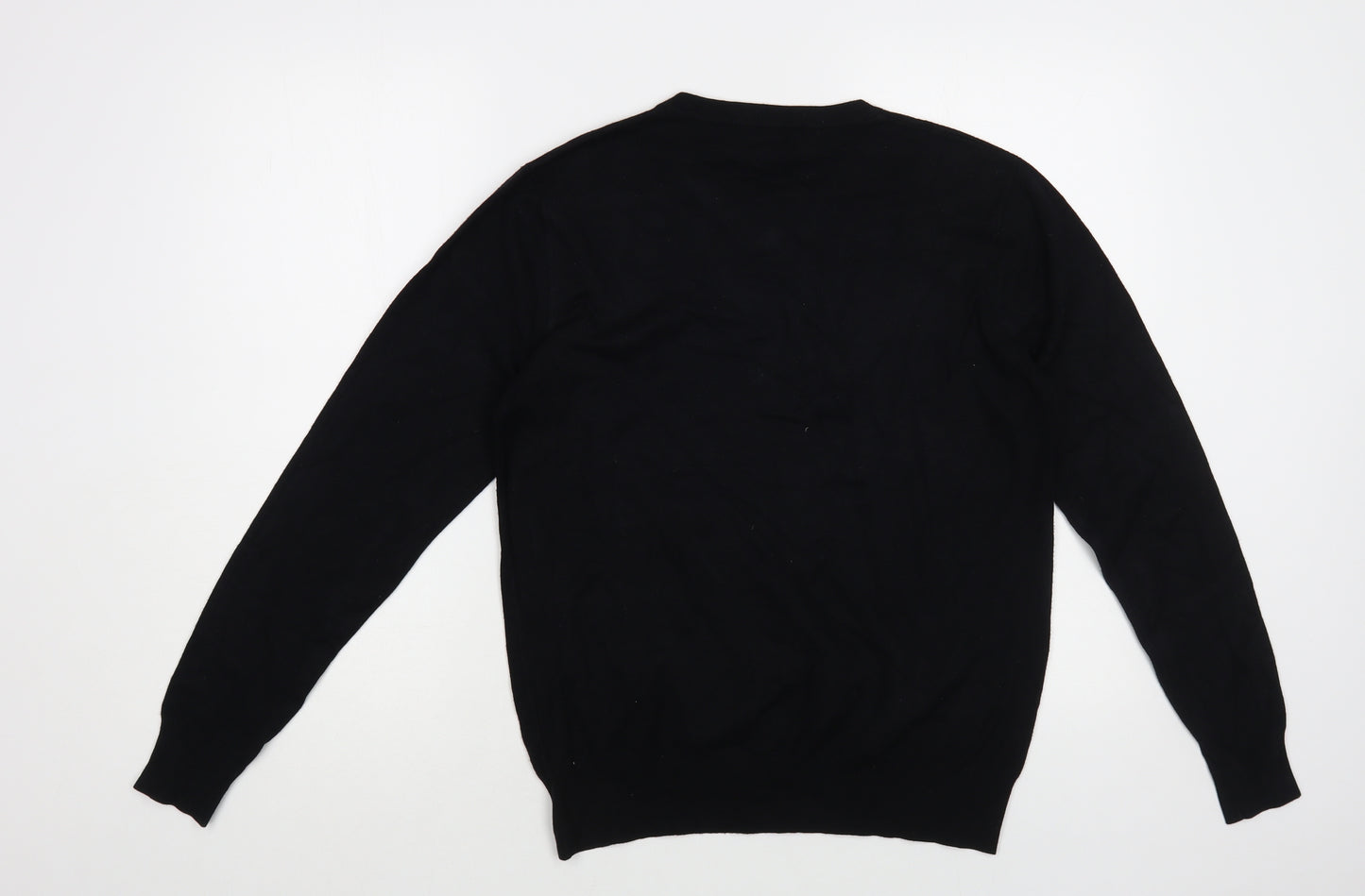Christiano Baldinucci Mens Black V-Neck Wool Pullover Jumper Size S