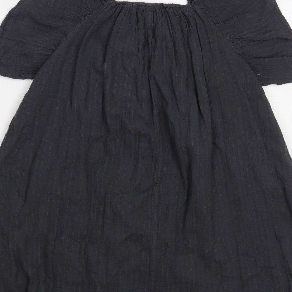Bon Ton Womens Grey Cotton Basic Blouse Size 6 Square Neck