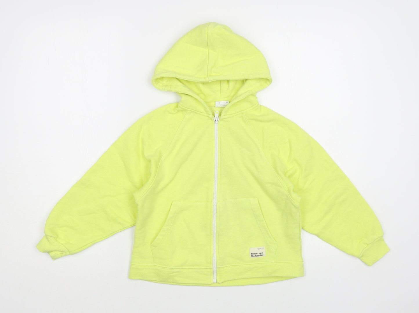 Zara Girls Yellow Cotton Full Zip Hoodie Size 8 Years Zip - Always See The Fun Side