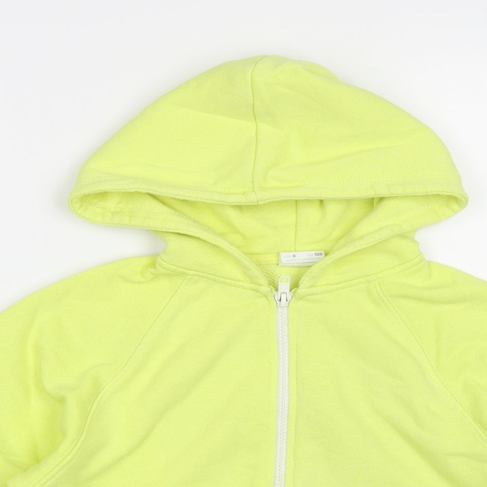 Zara Girls Yellow Cotton Full Zip Hoodie Size 8 Years Zip - Always See The Fun Side