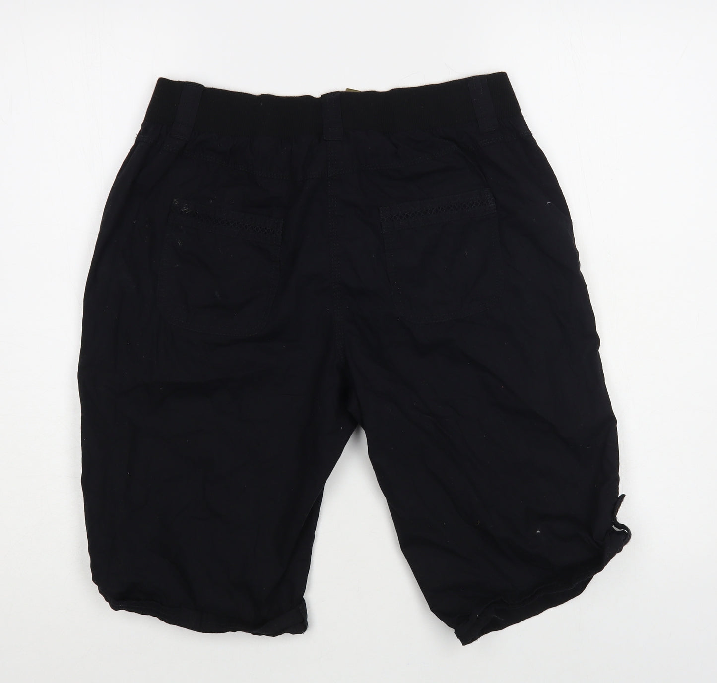 George Womens Black Cotton Bermuda Shorts Size 10 L12 in Regular Drawstring