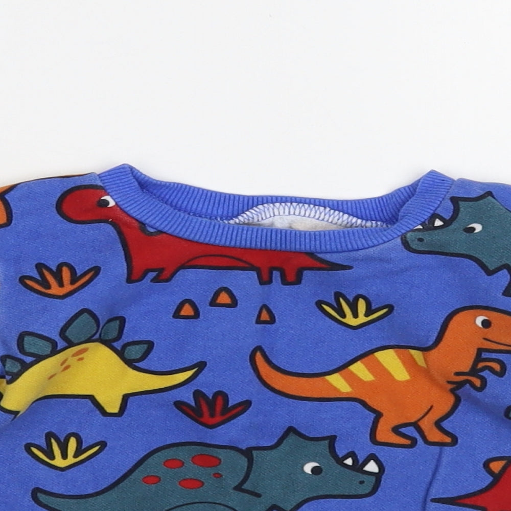 Dunnes Stores Baby Blue Geometric Cotton Pullover Jumper Size 9-12 Months Pullover - Dinosaur Print