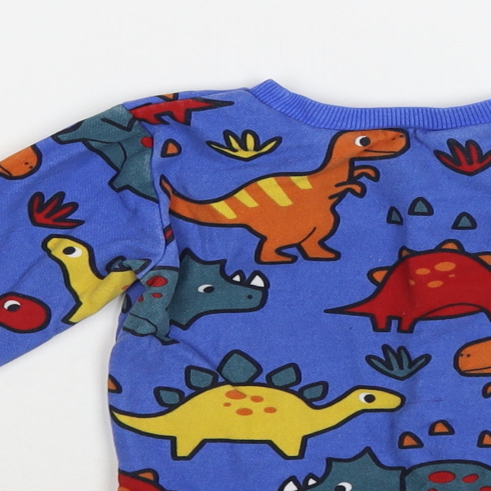 Dunnes Stores Baby Blue Geometric Cotton Pullover Jumper Size 9-12 Months Pullover - Dinosaur Print