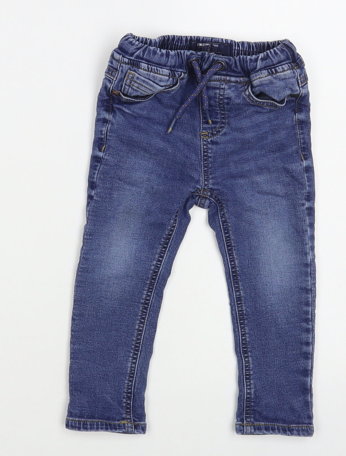 NEXT Baby Blue Cotton Jogger Jeans Size 18-24 Months Drawstring