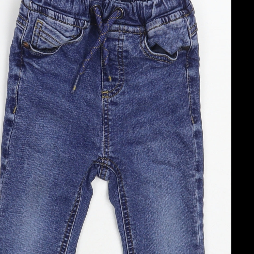 NEXT Baby Blue Cotton Jogger Jeans Size 18-24 Months Drawstring