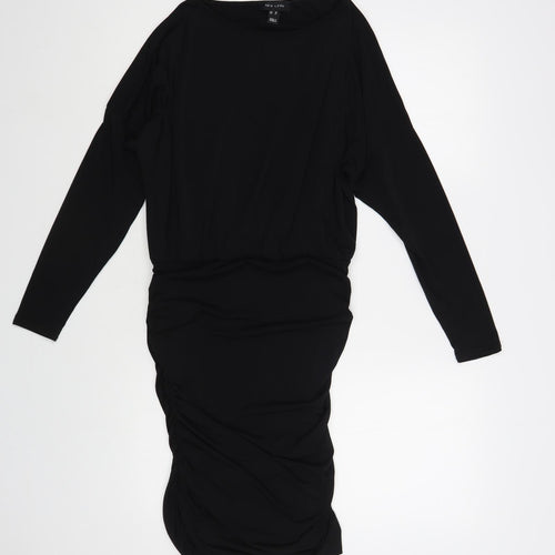New Look Womens Black Polyester Bodycon Size 10 Boat Neck Pullover