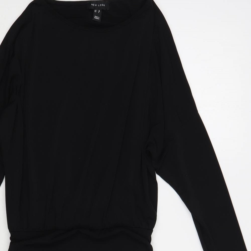 New Look Womens Black Polyester Bodycon Size 10 Boat Neck Pullover