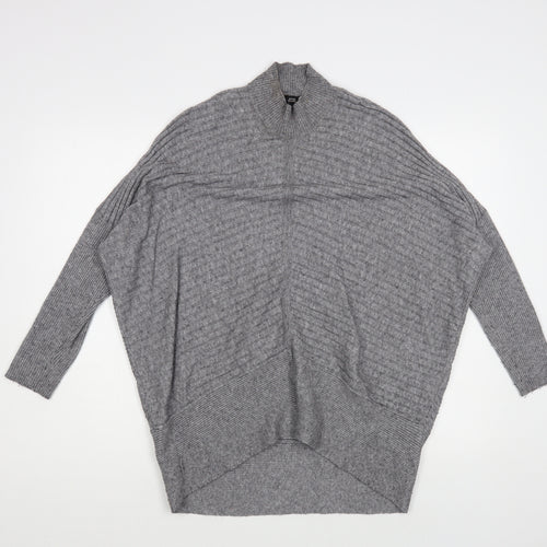 River Island Womens Grey Mock Neck Viscose Pullover Jumper Size XS