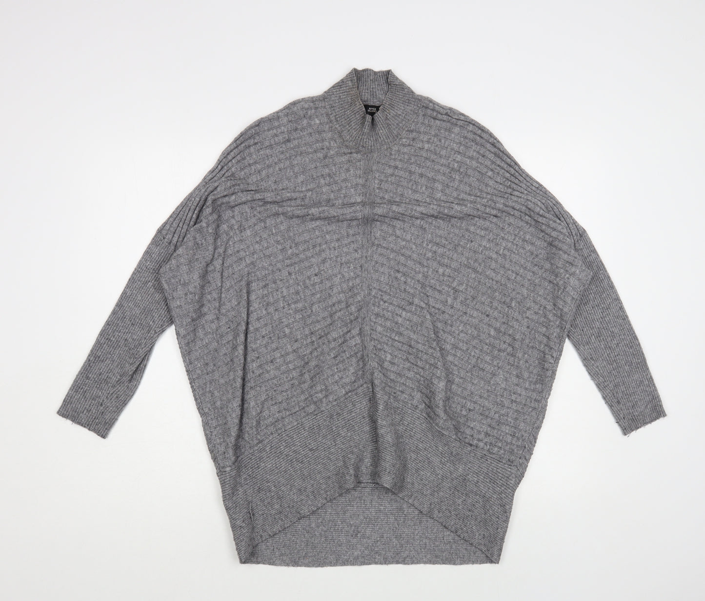 River Island Womens Grey Mock Neck Viscose Pullover Jumper Size XS