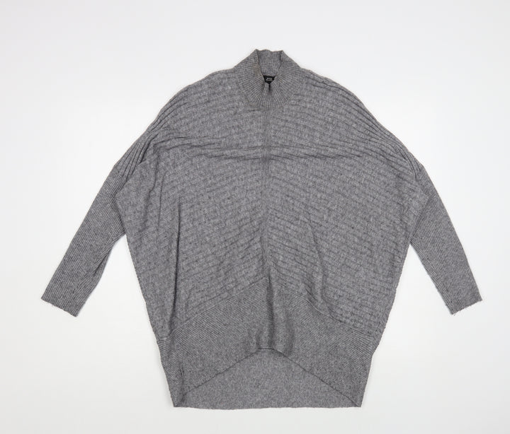 River Island Womens Grey Mock Neck Viscose Pullover Jumper Size XS