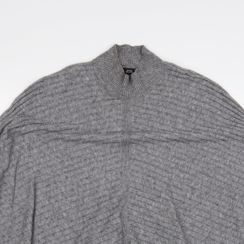River Island Womens Grey Mock Neck Viscose Pullover Jumper Size XS