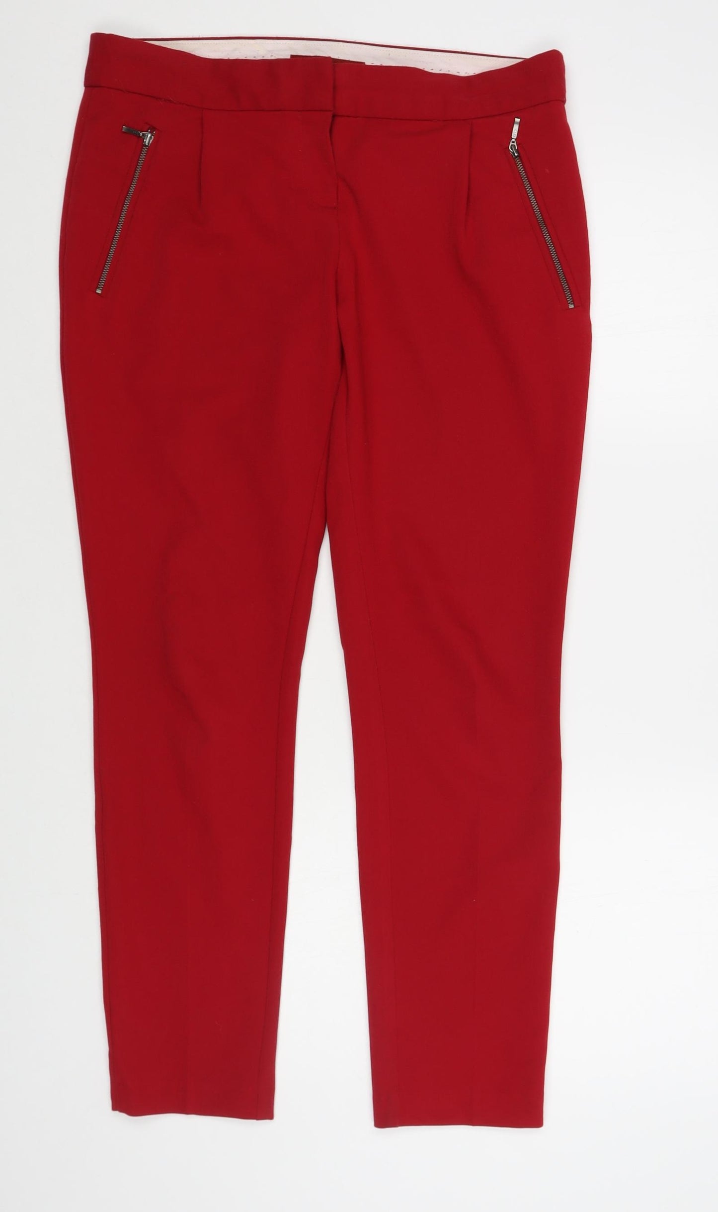 NEXT Womens Red Viscose Dress Pants Trousers Size 8 L29 in Regular Hook & Loop