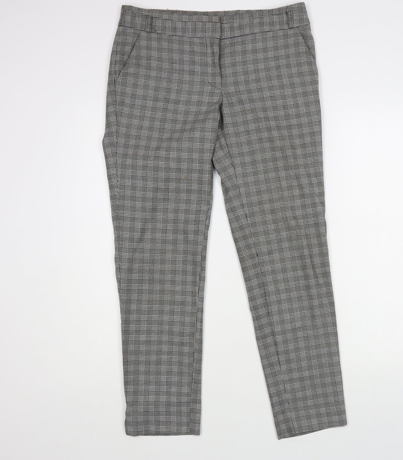 Warehouse Womens Grey Plaid Polyester Dress Pants Trousers Size 10 L29 in Regular Hook & Eye