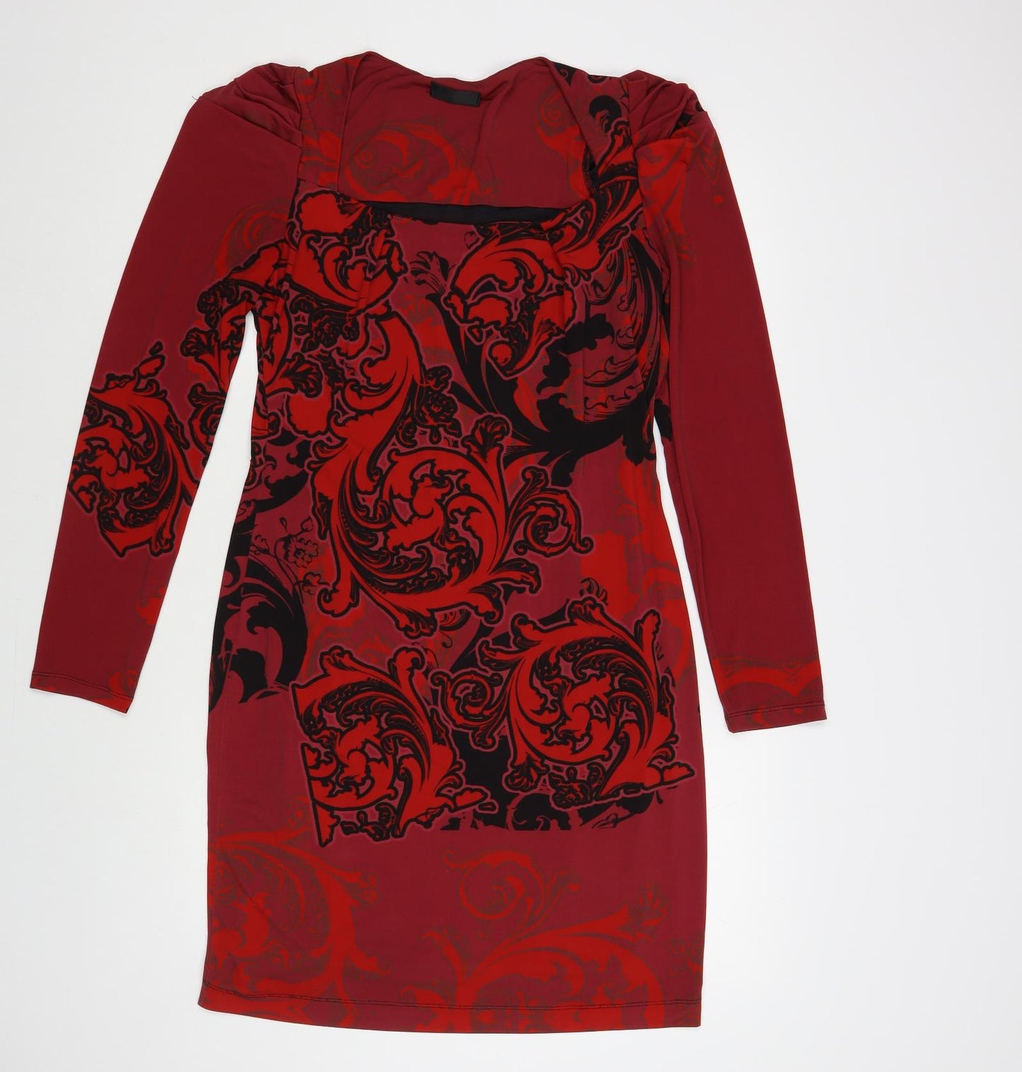 Erase Womens Red Paisley Polyester Bodycon Size 18 Square Neck Pullover