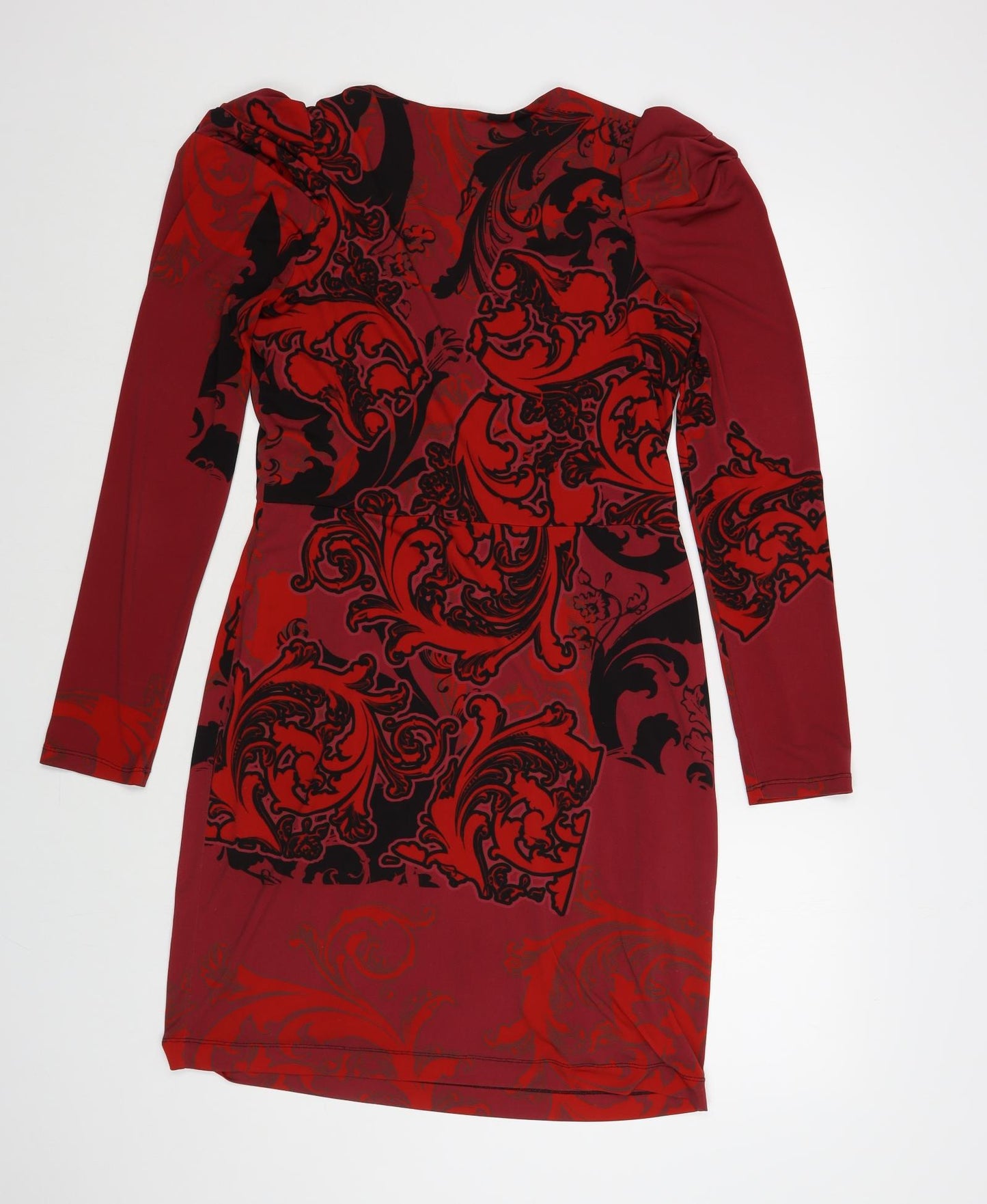 Erase Womens Red Paisley Polyester Bodycon Size 18 Square Neck Pullover