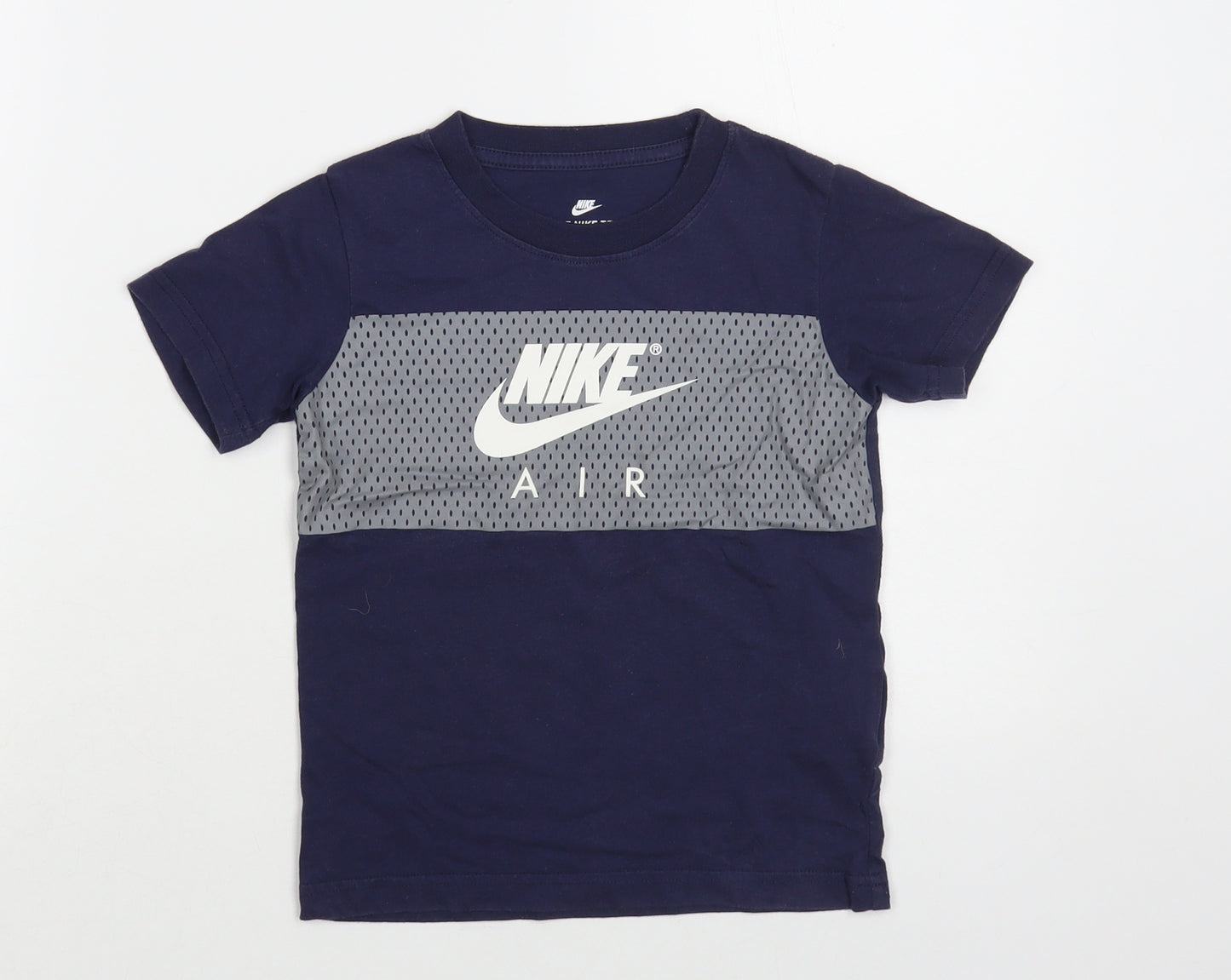 Nike Boys Blue Cotton Basic T-Shirt Size 5-6 Years Crew Neck Pullover