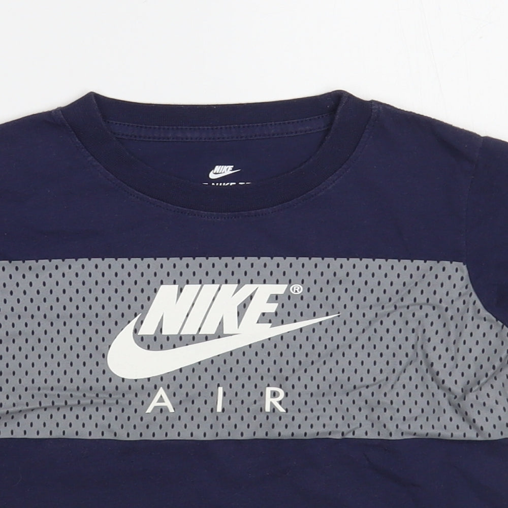 Nike Boys Blue Cotton Basic T-Shirt Size 5-6 Years Crew Neck Pullover