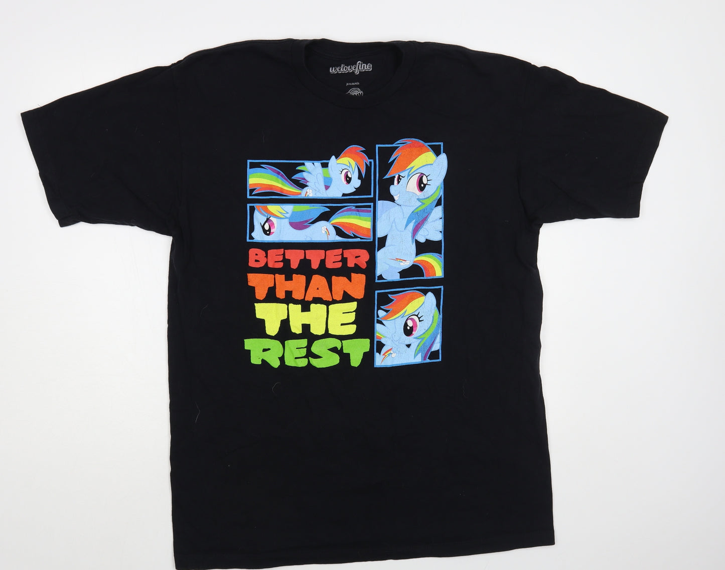 WeLoveFine Mens Black Cotton T-Shirt Size XL Crew Neck - My Little Pony