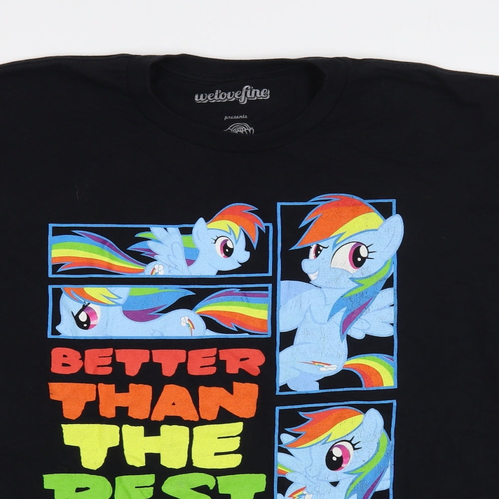 WeLoveFine Mens Black Cotton T-Shirt Size XL Crew Neck - My Little Pony