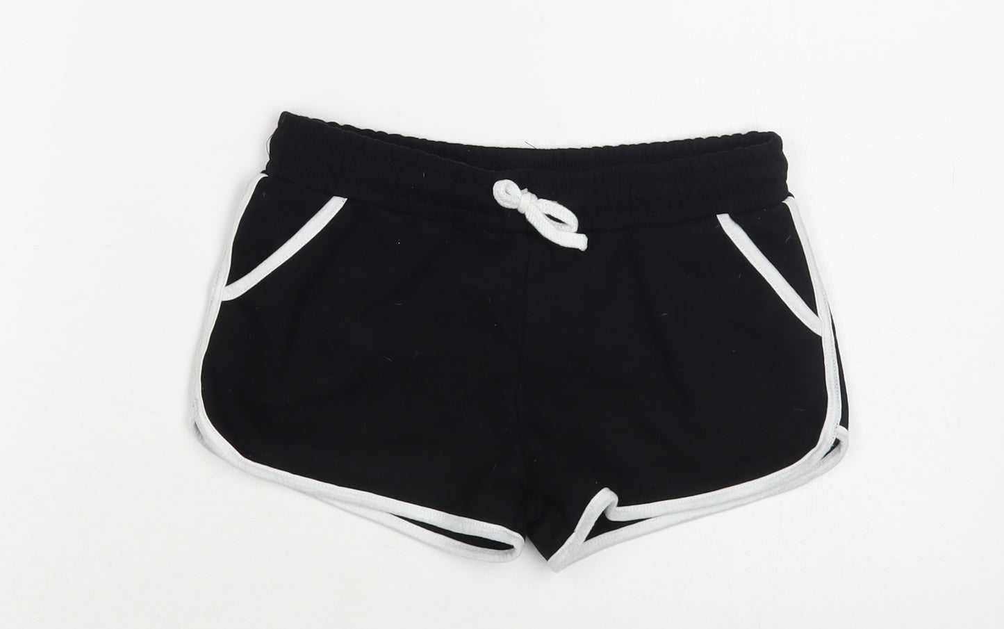 Primark Girls Black Cotton Sweat Shorts Size 9-10 Years Regular Drawstring