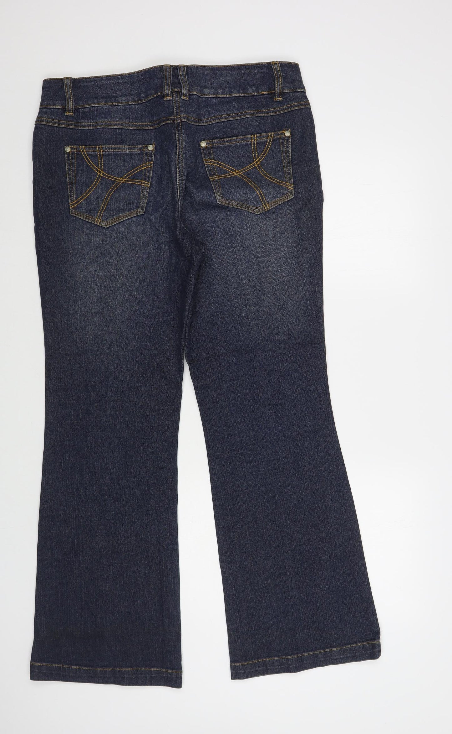 Savoir Womens Blue Cotton Bootcut Jeans Size 14 L30 in Regular Button