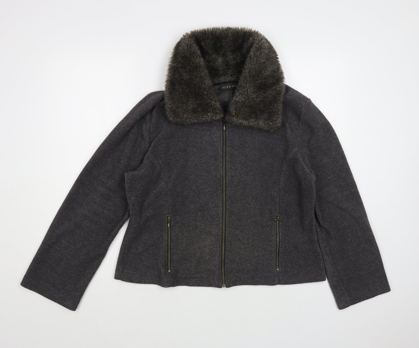 Alex & Co. Womens Grey Jacket Size 16 Zip