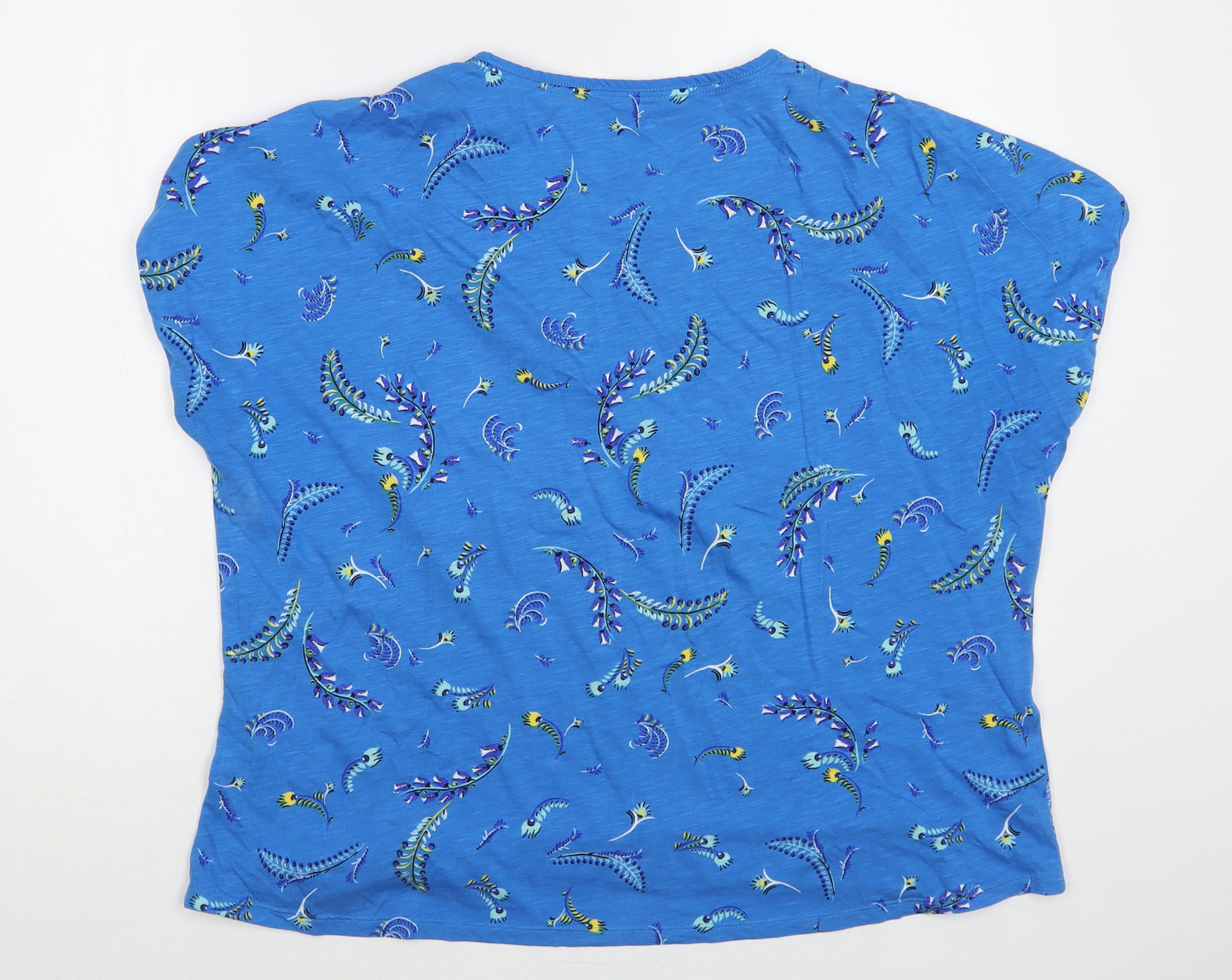 Preworn Womens Blue Paisley Cotton Basic T-Shirt Size XL Round Neck