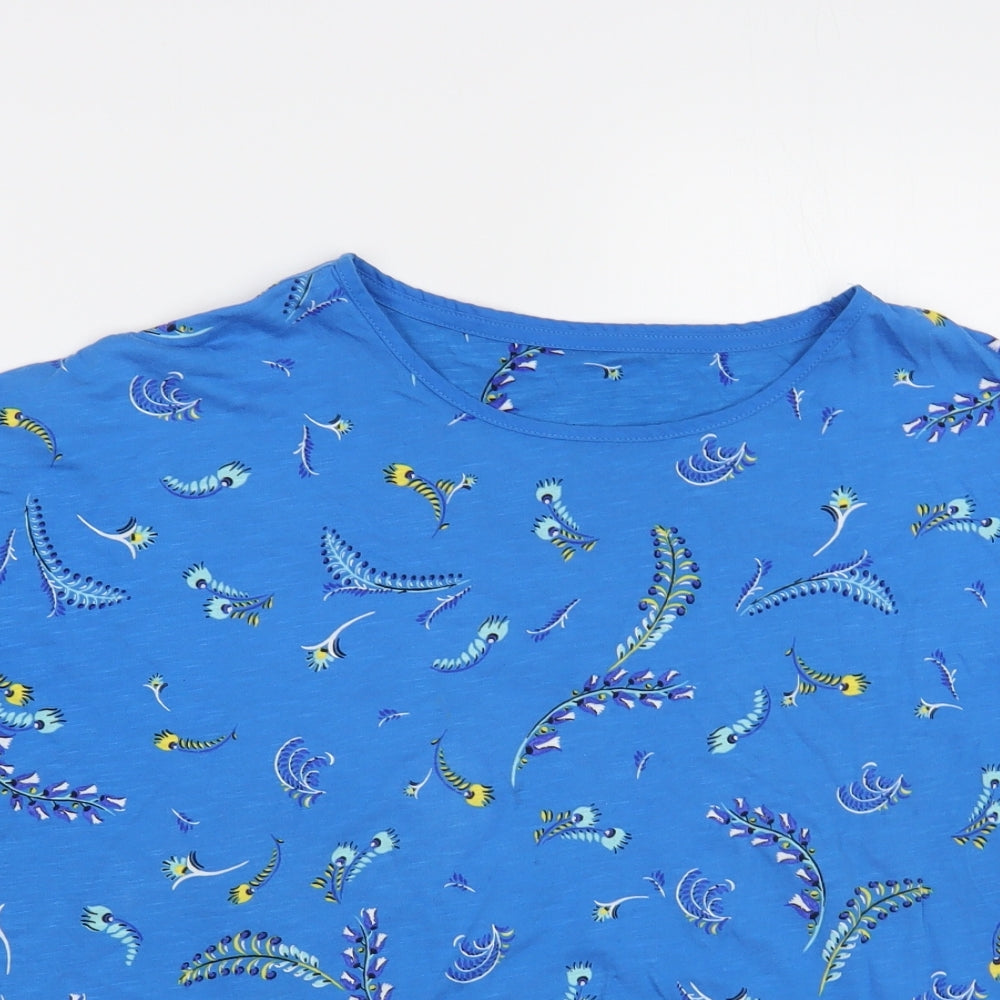 Preworn Womens Blue Paisley Cotton Basic T-Shirt Size XL Round Neck
