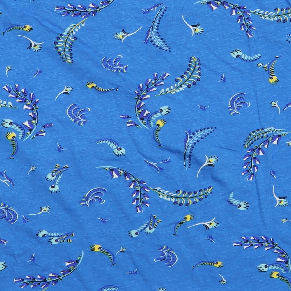 Preworn Womens Blue Paisley Cotton Basic T-Shirt Size XL Round Neck