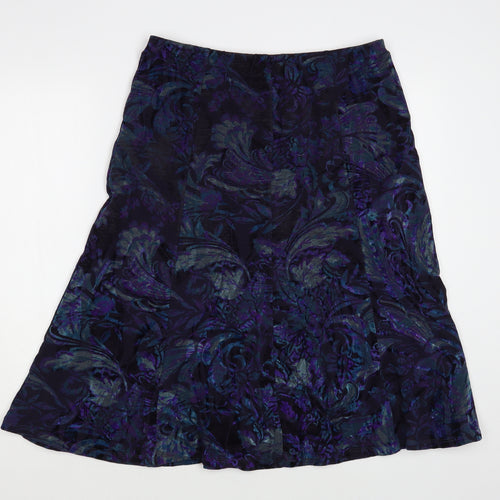 Marks and Spencer Womens Black Paisley Polyester A-Line Skirt Size 12