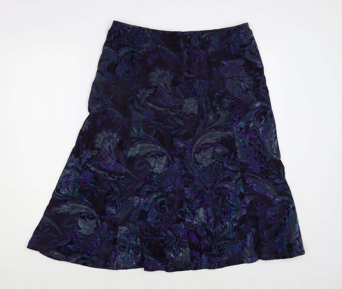 Marks and Spencer Womens Black Paisley Polyester A-Line Skirt Size 12