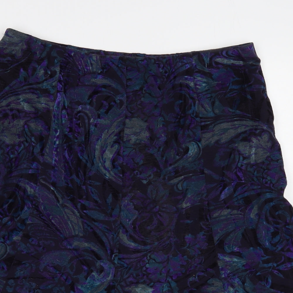 Marks and Spencer Womens Black Paisley Polyester A-Line Skirt Size 12