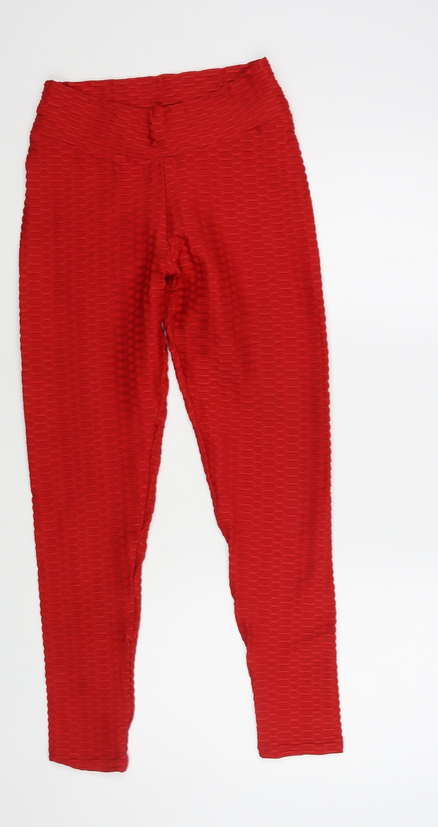 Preworn Womens Red Polyester Compression Leggings Size S L27 in Regular
